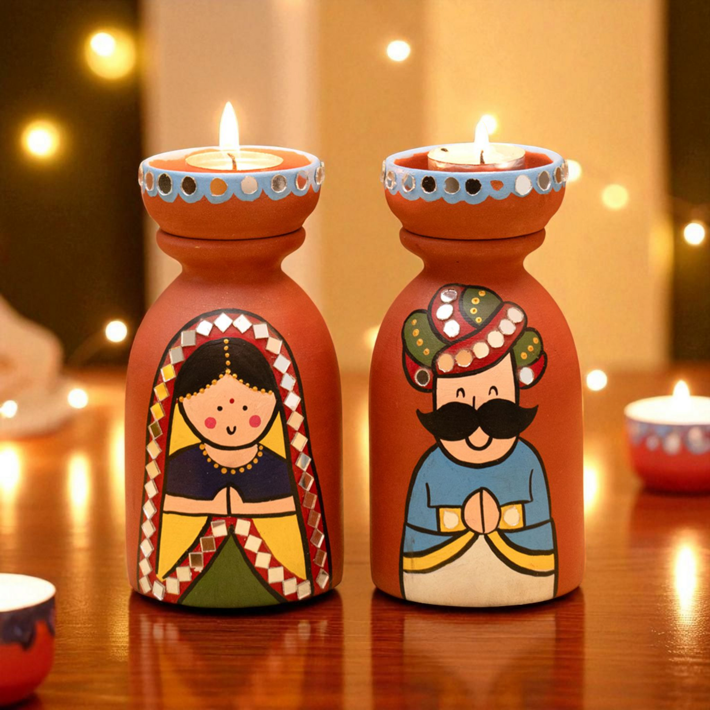 Raja Rani-Themed Tea light Holders