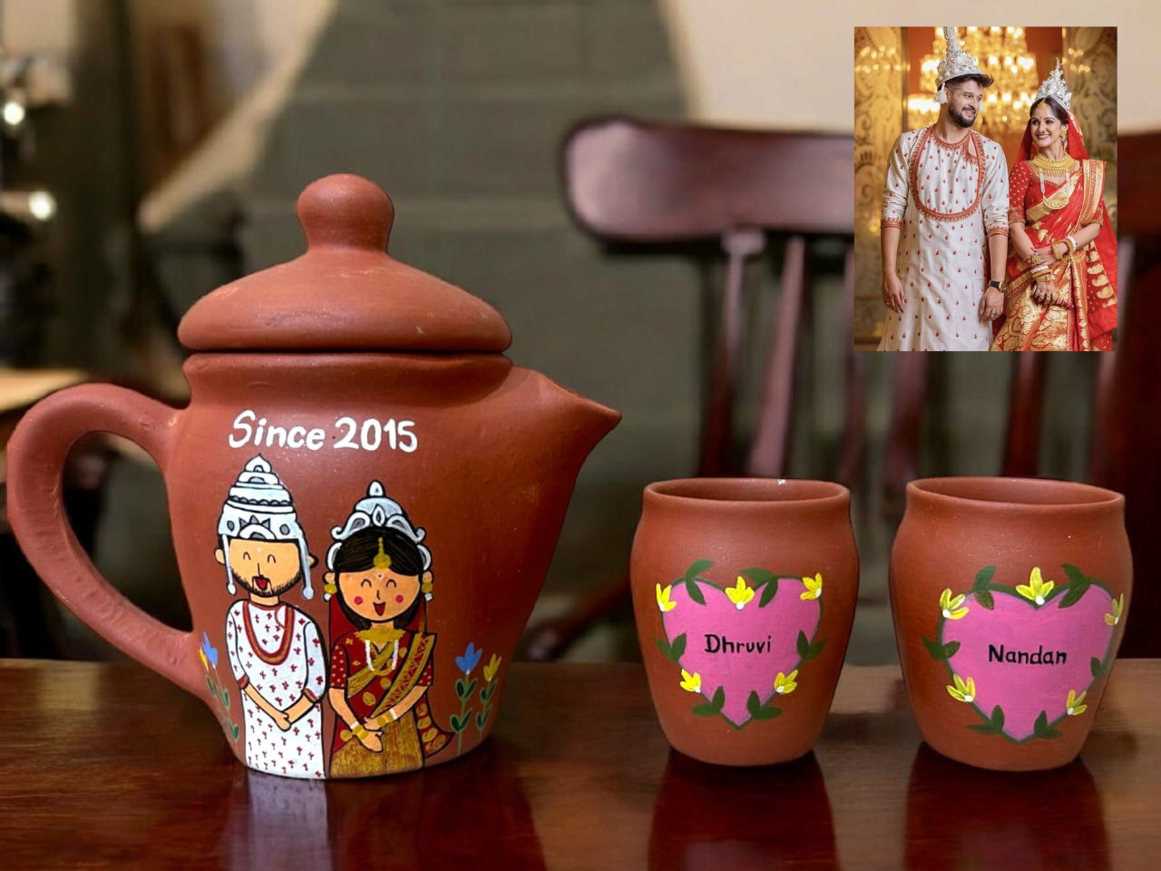 Photo Personalised Kettle set for Wedding Couples