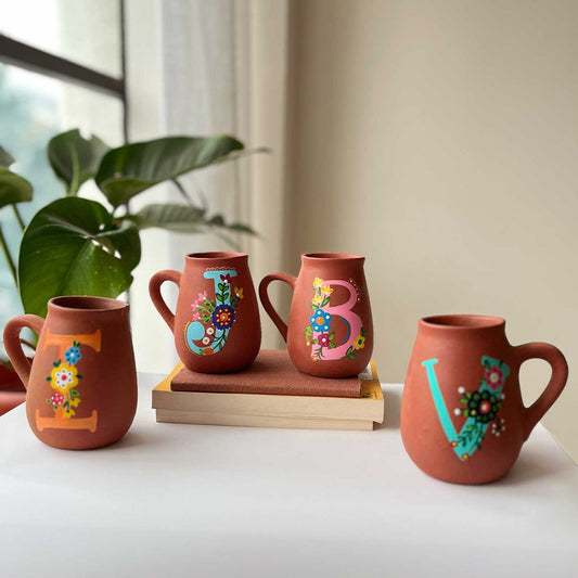 Handmade Terracotta Monogram Mugs