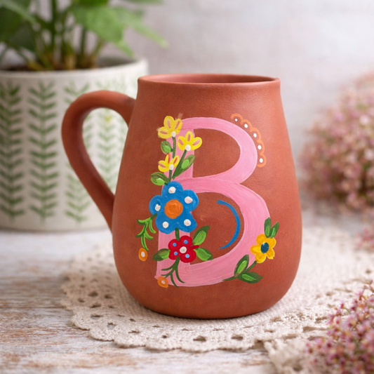 Handmade Terracotta Monogram Mugs