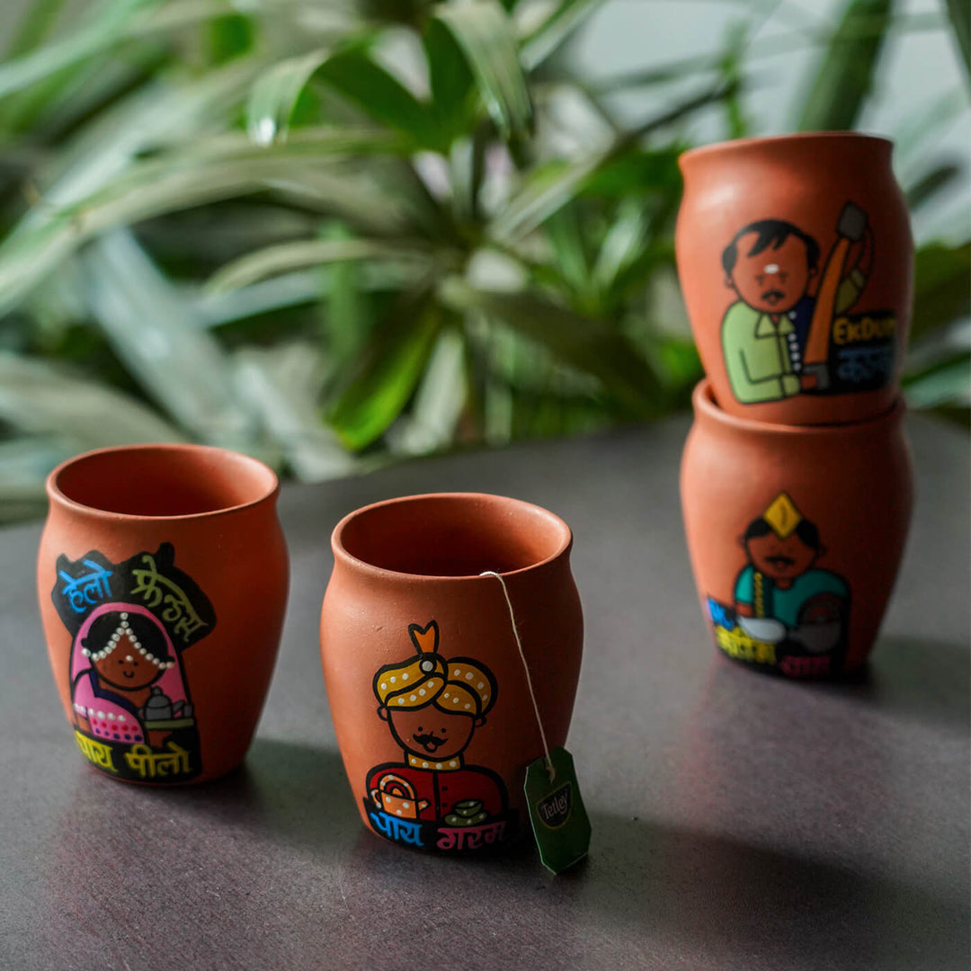 Handmade Terracotta Chai Themed Kullhads