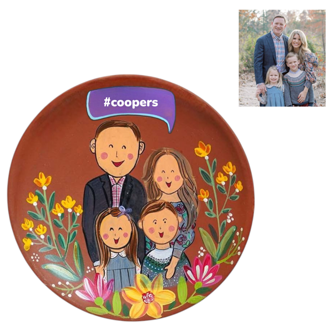 Photo Personalised Plates for a Family of 4