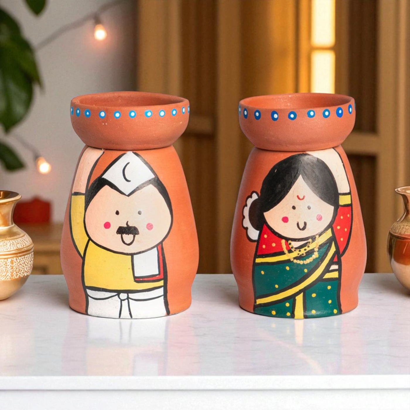 Bengali-Themed Tea light Holders