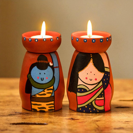 Shiv Parvati-Themed Tea light Holders