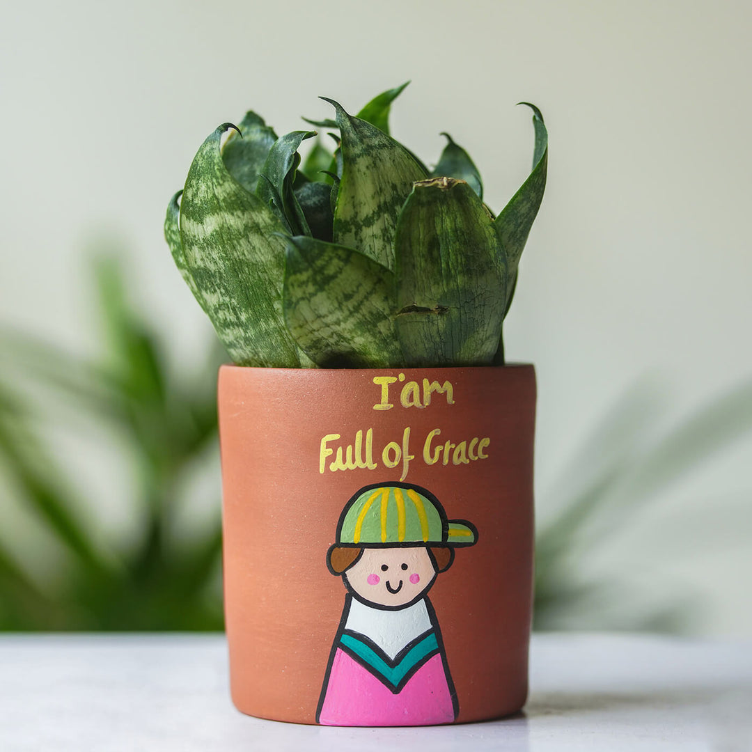 I am full of grace planter pot