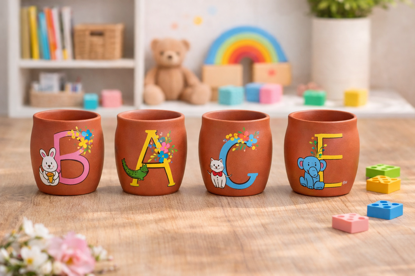 Monogram Kullhads with Animal Theme, terracotta kullhad by Happy Earth Studio, view 2