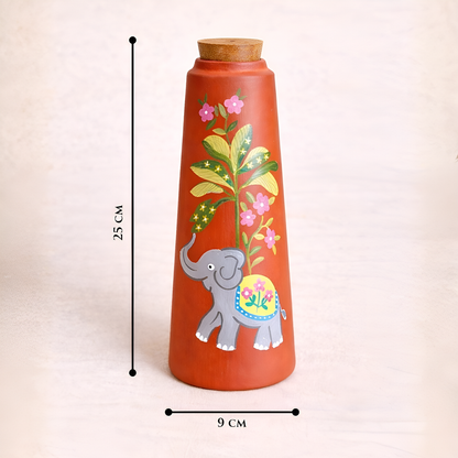 Haati Kamal Terracotta Bottle, terracotta water bottle by Happy Earth Studio, view 2