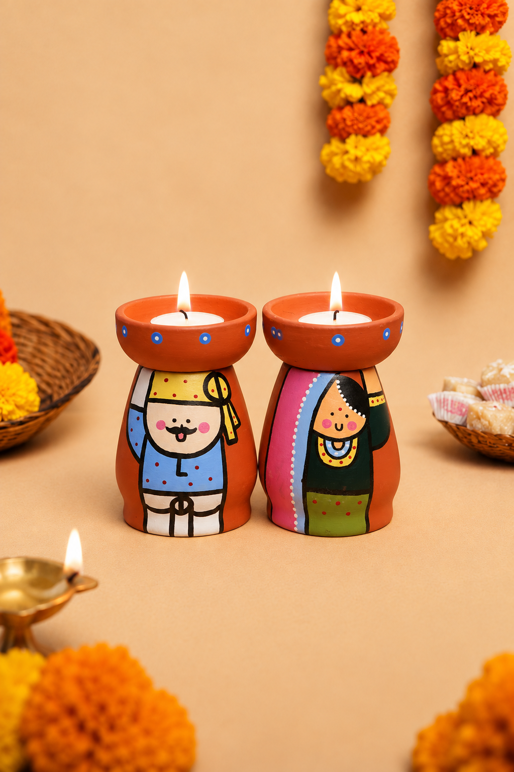 Rajasthani Couple Tea Light Holders