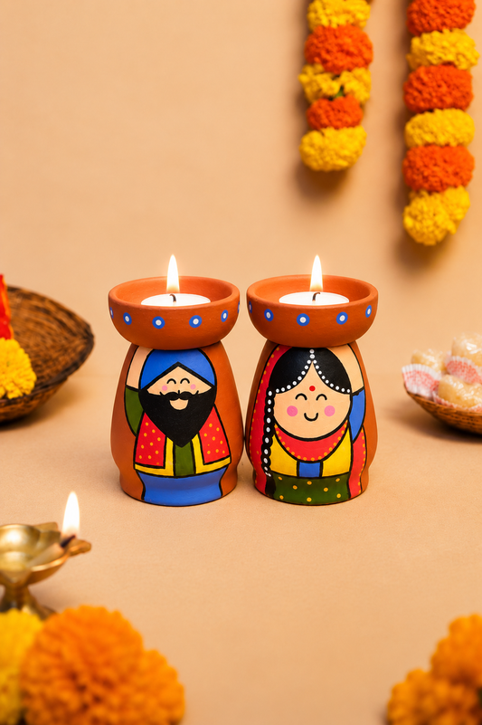 Punjabi Couple Tea Light Holders