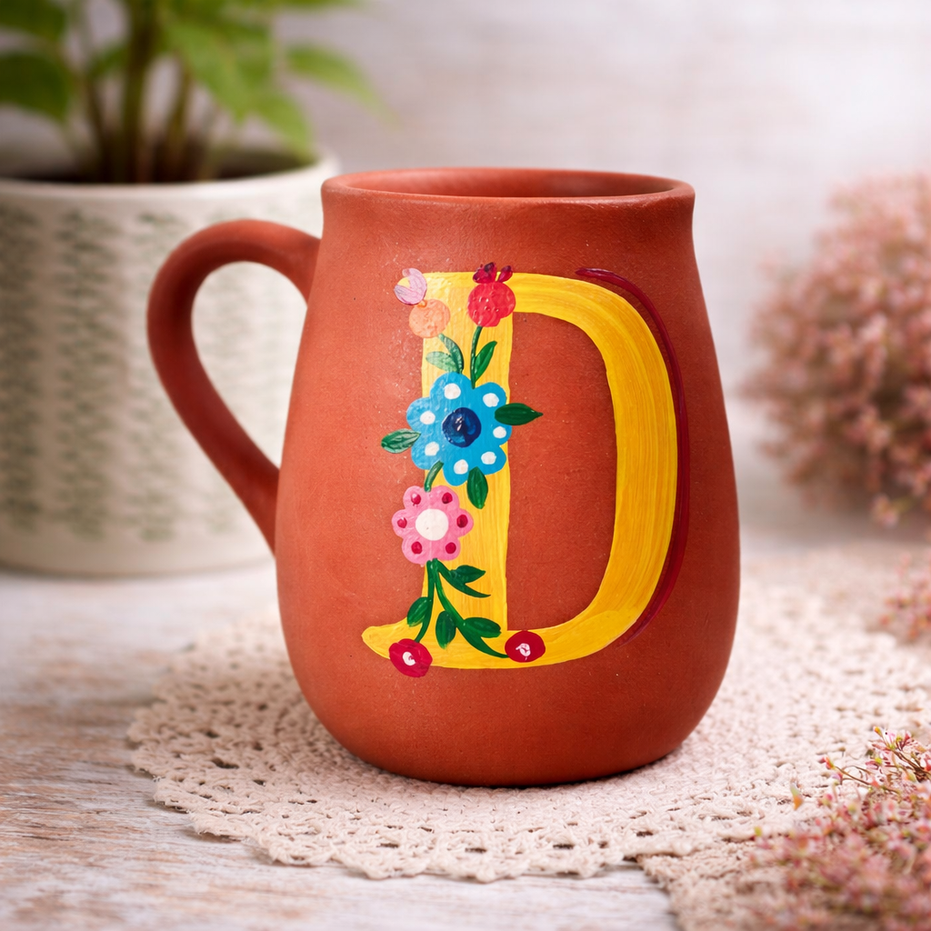 Handmade Terracotta Monogram Mugs