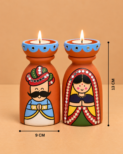 Raja Rani Couple Tea Light Holders