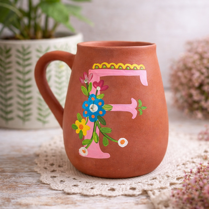 Handmade Terracotta Monogram Mugs