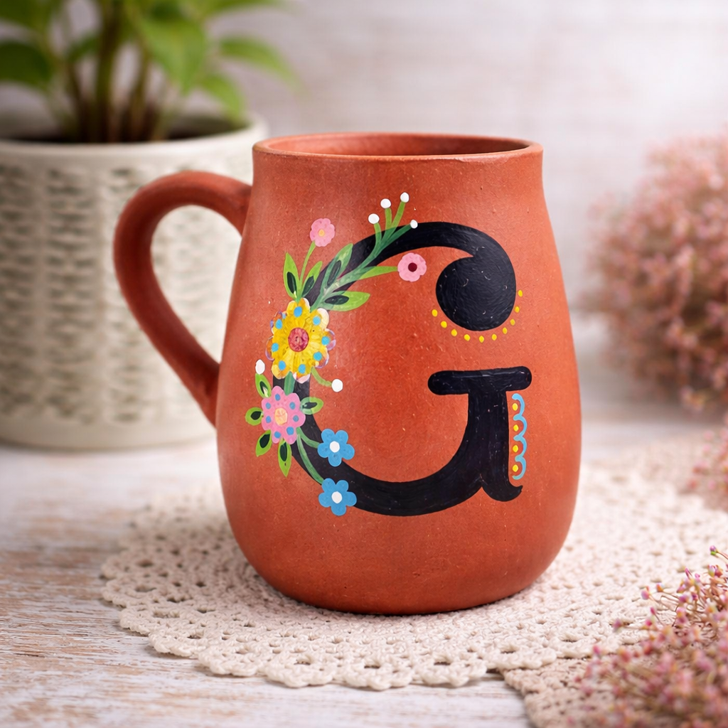 Handmade Terracotta Monogram Mugs