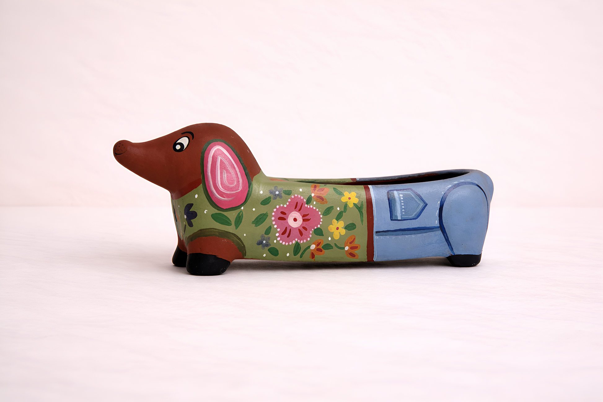 Green & Blue Dog Planter Pot, terracotta planter by Happy Earth Studio, view 5
