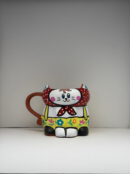 Cat with Red Scarf Mug, terracotta mug by Happy Earth Studio, view 2