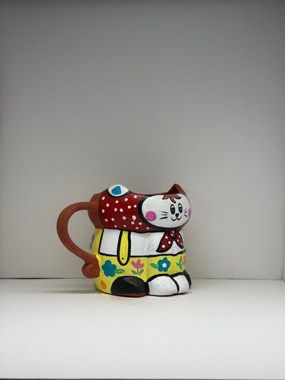 Cat with Red Scarf Mug, terracotta mug by Happy Earth Studio, view 3
