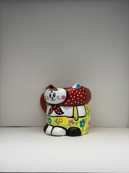 Cat with Red Scarf Mug, terracotta mug by Happy Earth Studio, view 4