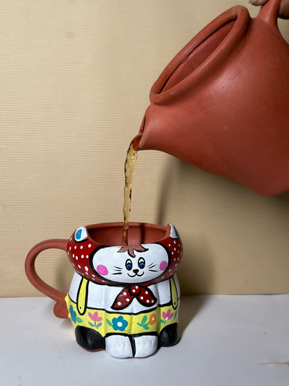 Cat with Red Scarf Mug, terracotta mug by Happy Earth Studio, view 6
