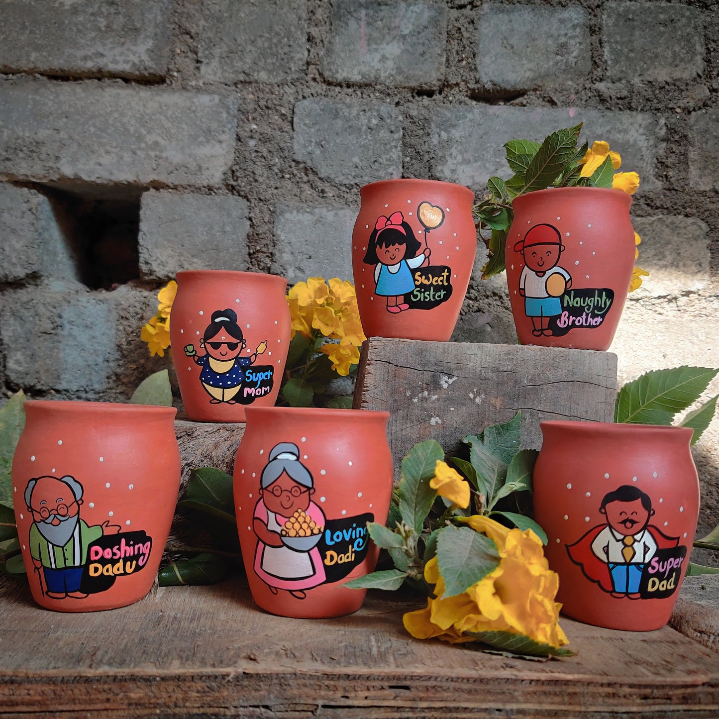 Handmade Terracotta Family Themed Kullhads