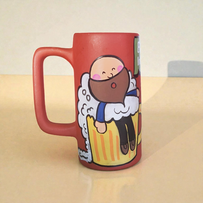 Beer Mug, handmade hand painted terracotta mug by Happy Earth Studio, Jalna