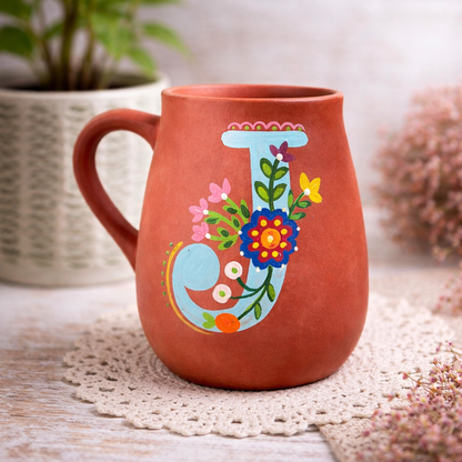 Handmade Terracotta Monogram Mugs