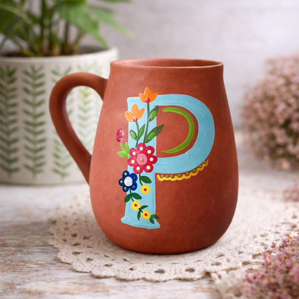 Handmade Terracotta Monogram Mugs