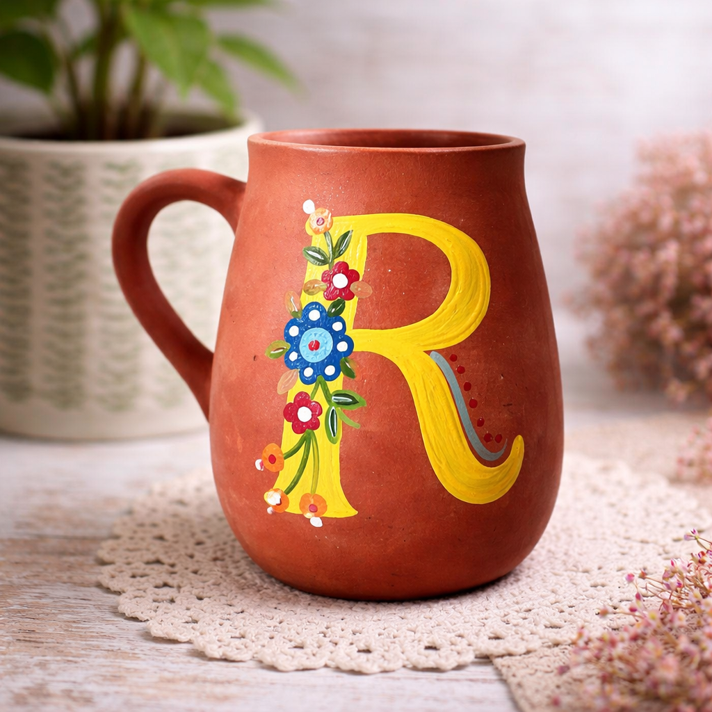 Handmade Terracotta Monogram Mugs