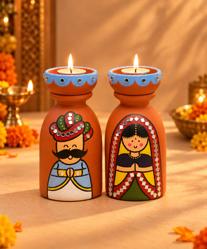 Raja Rani Couple Tea Light Holders