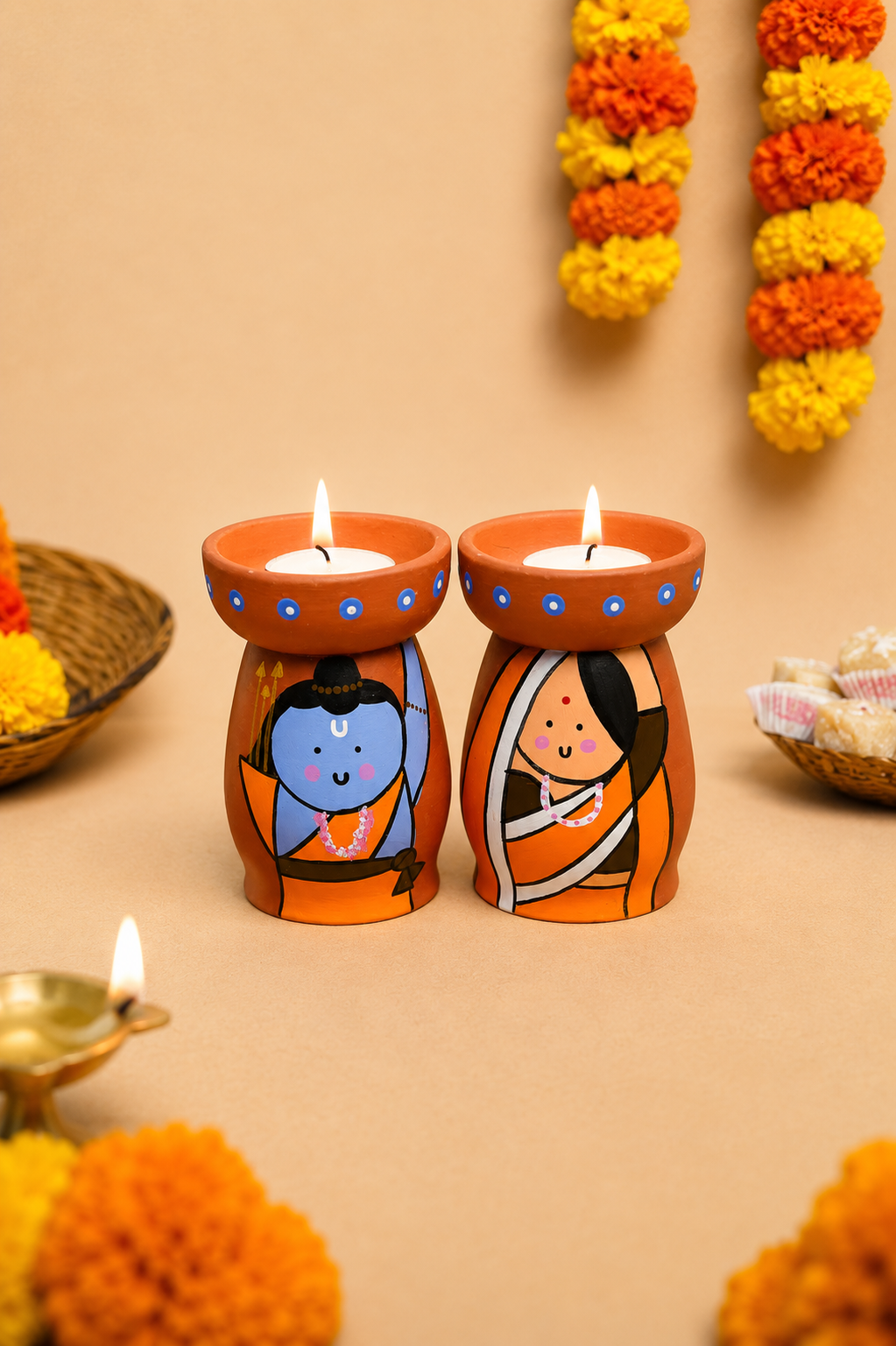 Ram Sita Divine Tea Light Holders