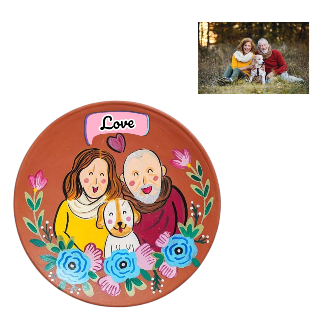 Photo Personalised Plates for a Family of 4