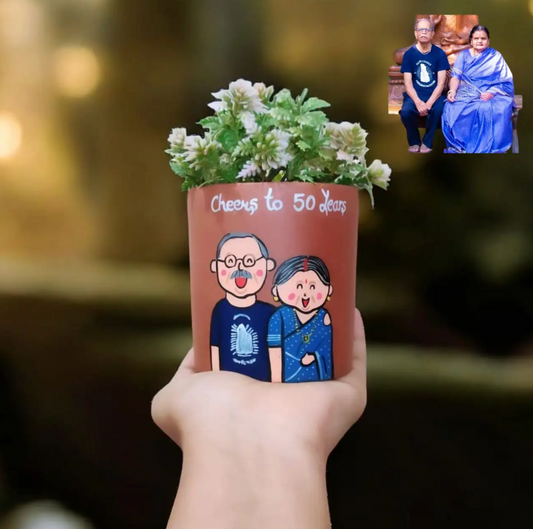 Photo Personalised Mini Desk Planterpot for Couple