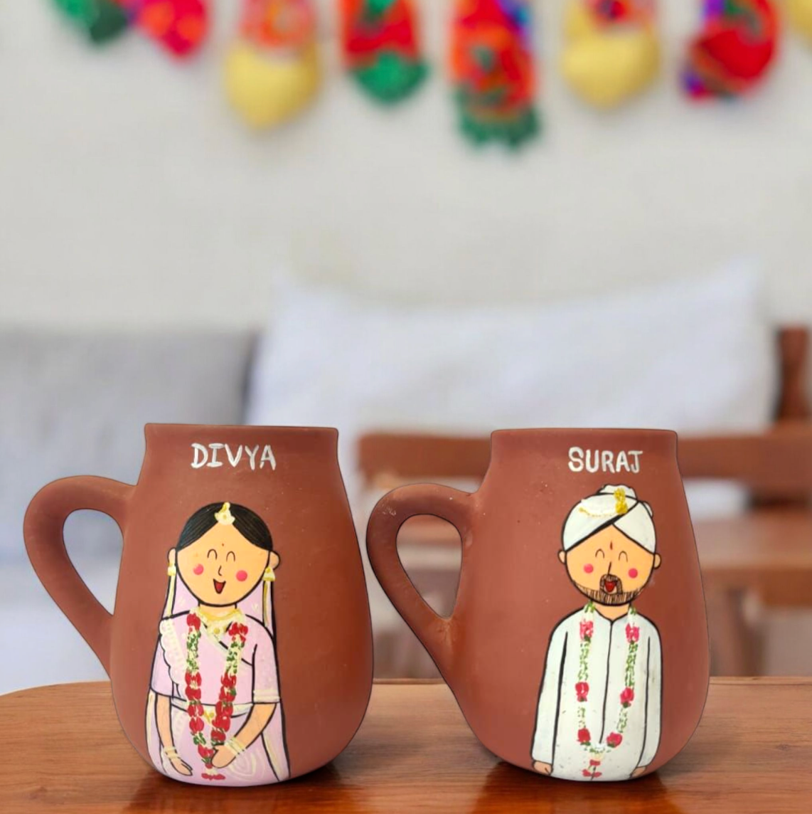 Photo Personalised Mug Set of 2 for a Wedding Couples, terracotta mug set by Happy Earth Studio, view 2