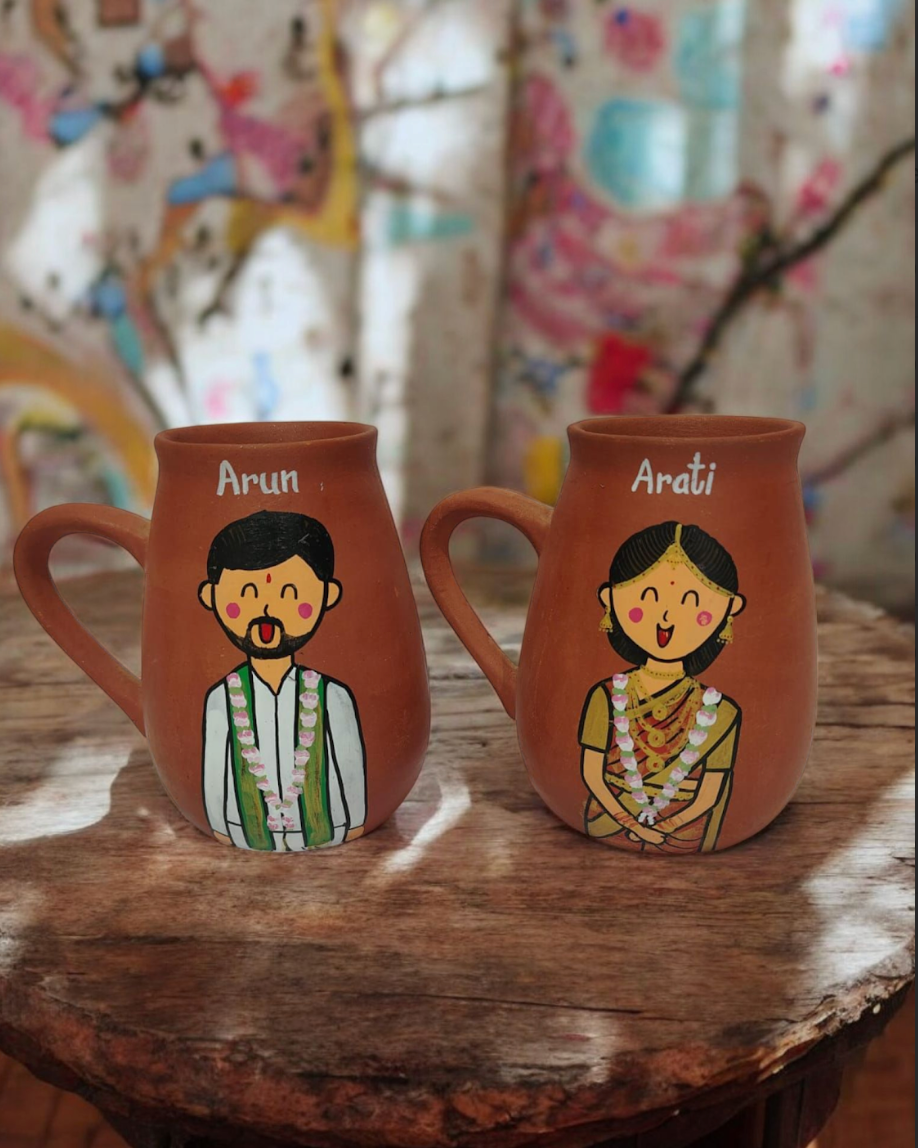 Photo Personalised Mug Set of 2 for a Wedding Couples, terracotta mug set by Happy Earth Studio, view 3