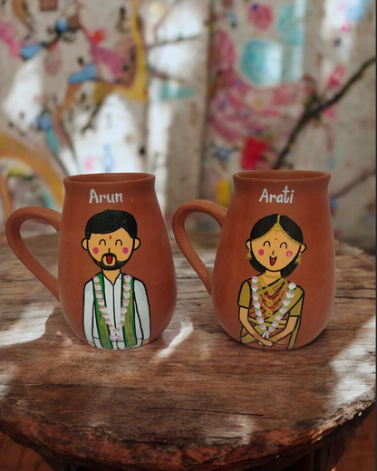 Photo Personalised Mug Set of 2 for a Wedding Couples, terracotta mug set by Happy Earth Studio, view 3