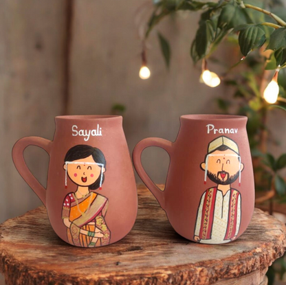 Photo Personalised Mug Set of 2 for a Wedding Couples, terracotta mug set by Happy Earth Studio, view 5