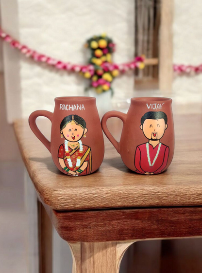 Photo Personalised Mug Set of 2 for a Wedding Couples, terracotta mug set by Happy Earth Studio, view 6