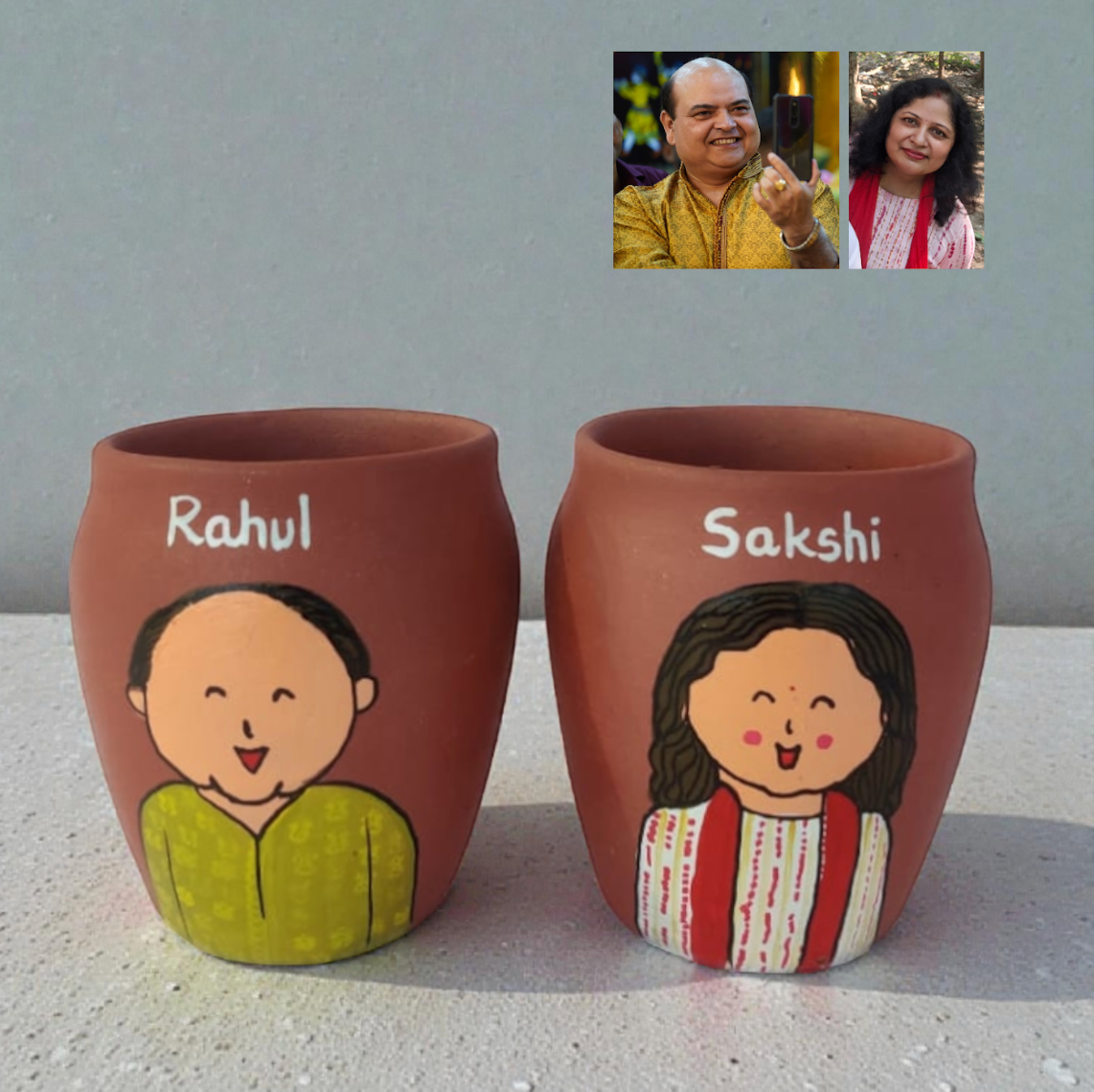 Photo Personalised Kullhad set of 2  for Couples