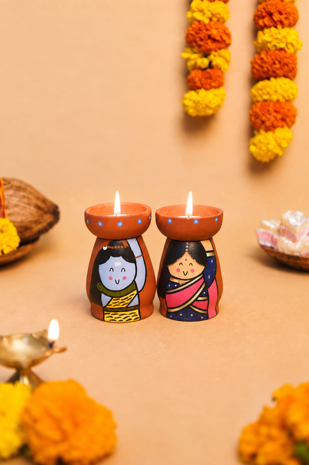 Shiv Parvati Divine Tea Light Holders