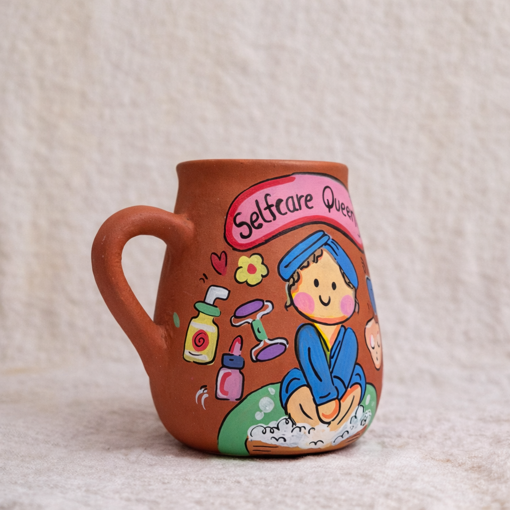 Self Care Queen Mug, terracotta mug by Happy Earth Studio, view 3