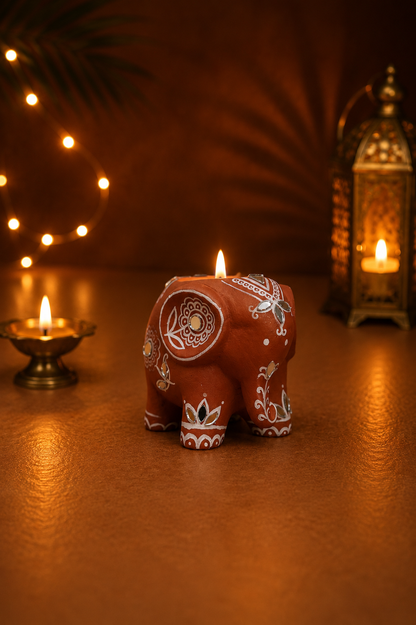 Appu Mini Elephant Mirror Work Tealight Holder