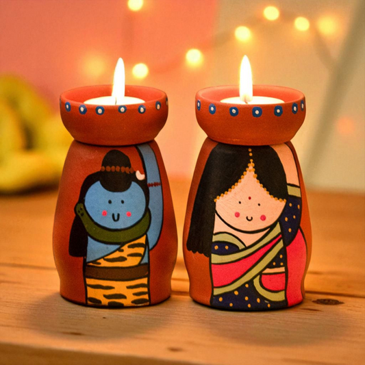 Shiv Parvati-Themed Tea light Holders