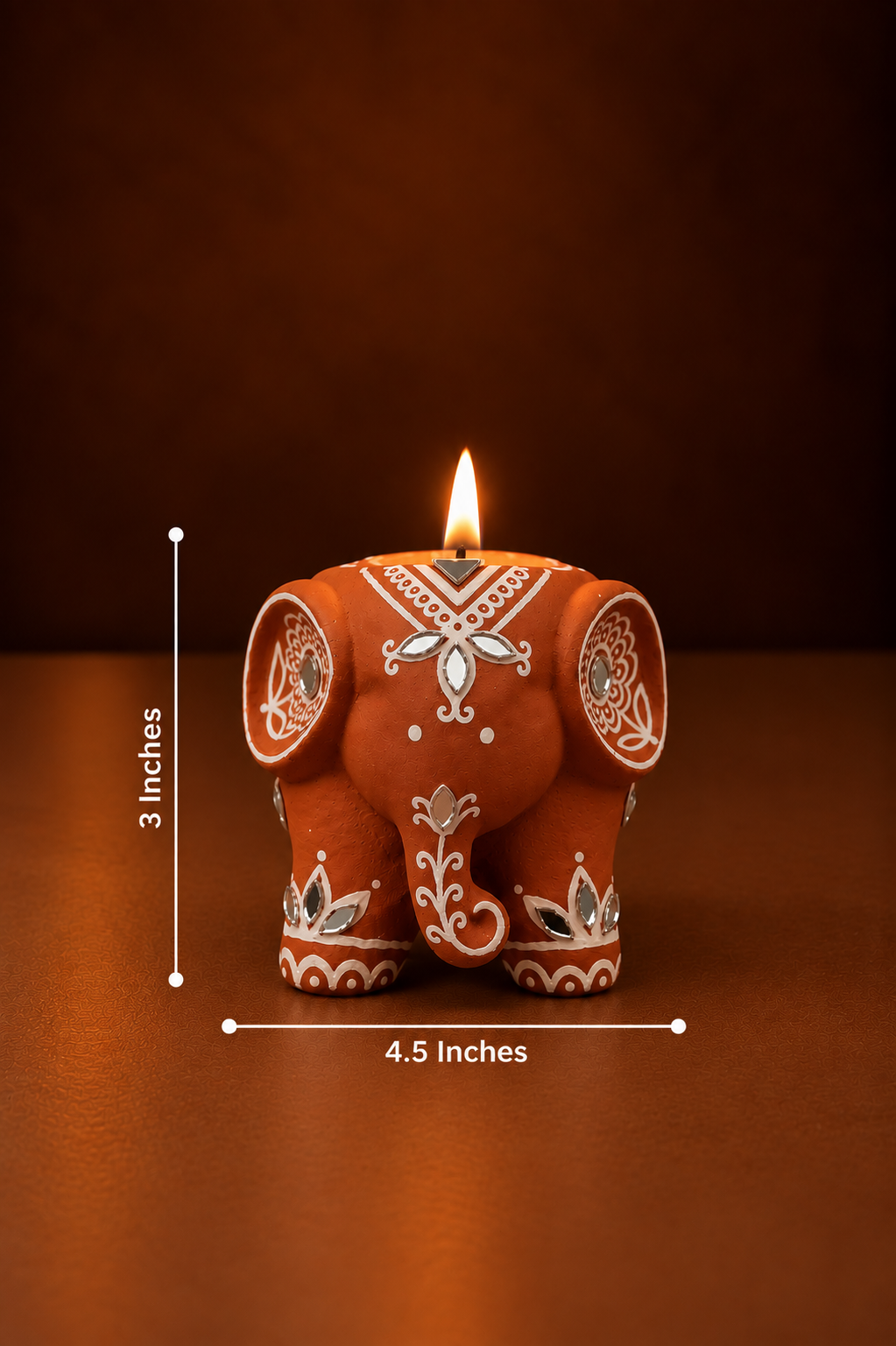 Appu Mini Elephant Mirror Work Tealight Holder