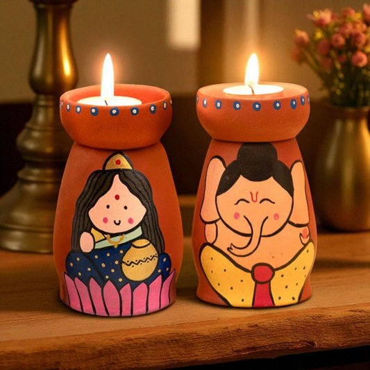 Ganesh Laxmi-Themed Tea light Holders