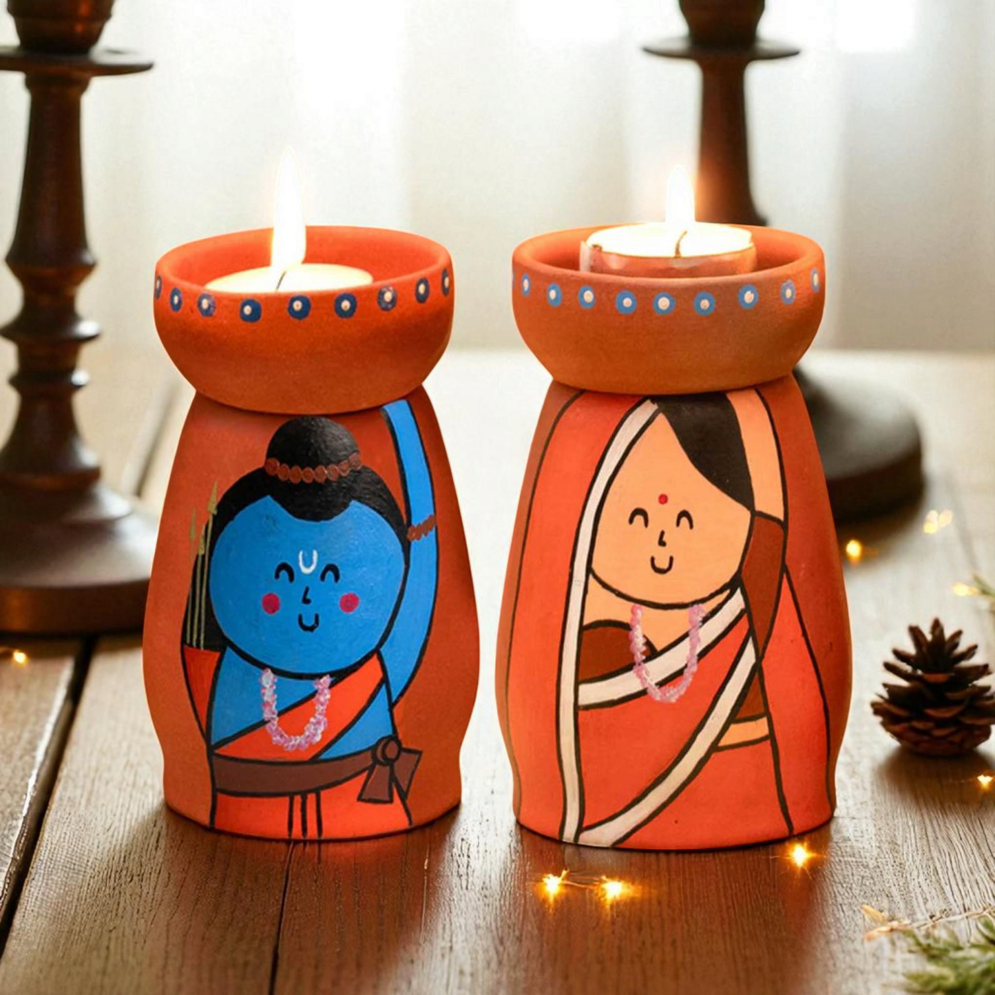 Ram Sita-Themed Tea light Holders