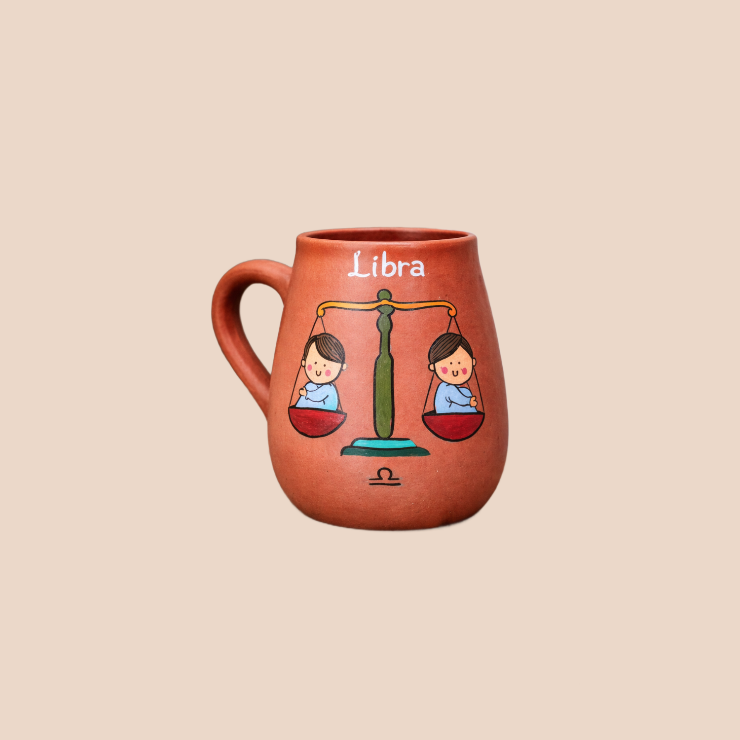 Libra Zodiac Mug — handpainted terracotta