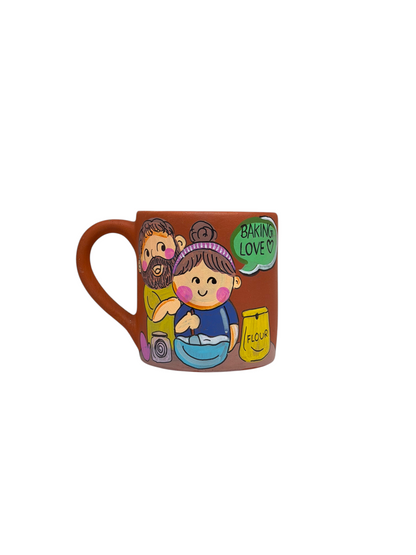 Couple Baking Love Mug, terracotta mug by Happy Earth Studio, view 4