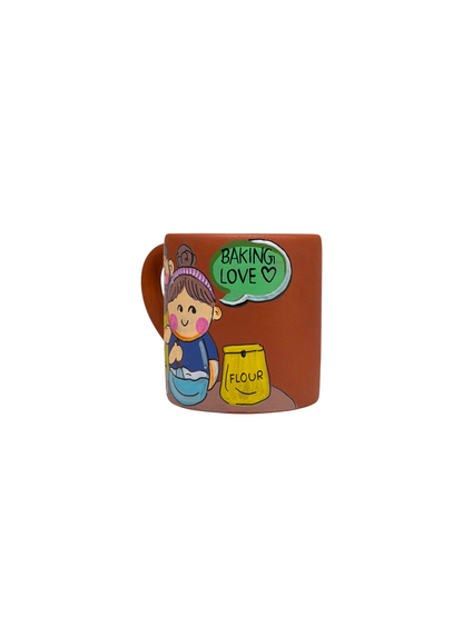 Couple Baking Love Mug, terracotta mug by Happy Earth Studio, view 3