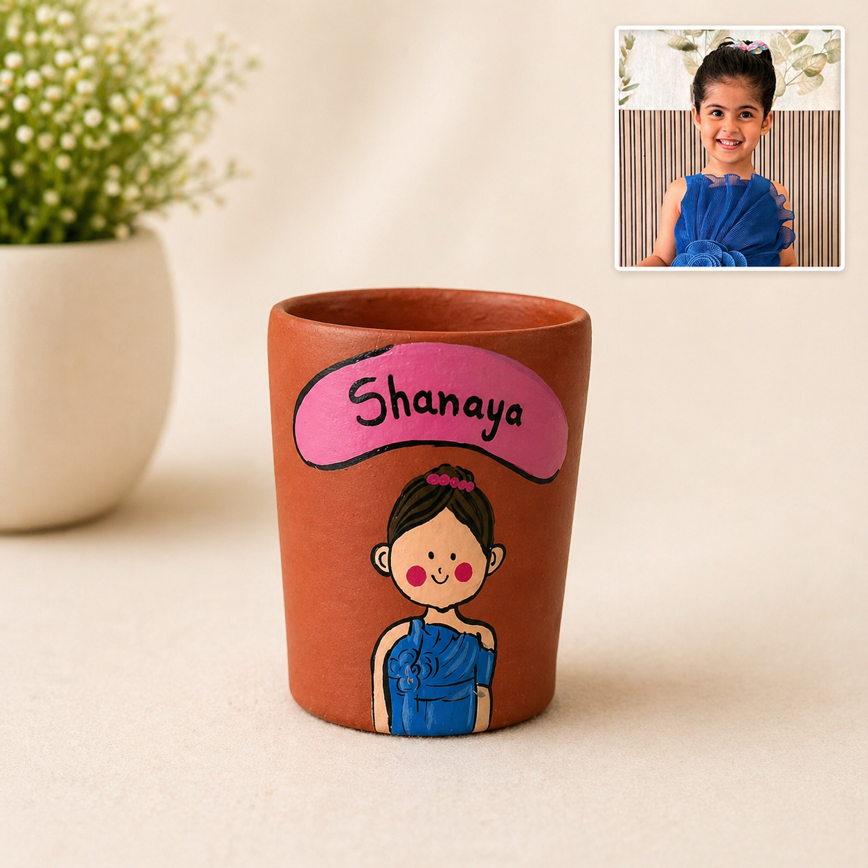 Photo Personalised Glass, terracotta tumbler by Happy Earth Studio, view 3