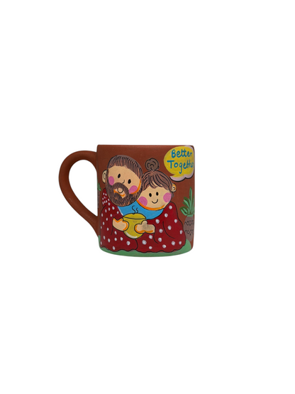 Cozy Couple Drinking Coffee Mug, terracotta mug by Happy Earth Studio, view 4