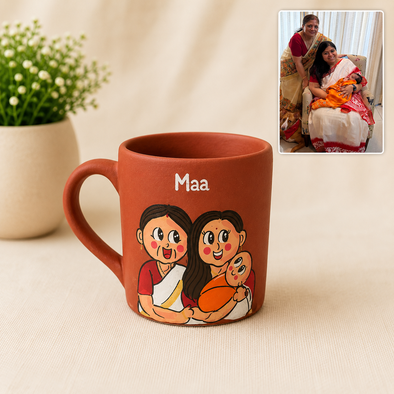 Photo Personalised Pipe Mug for mom  - 3 Character